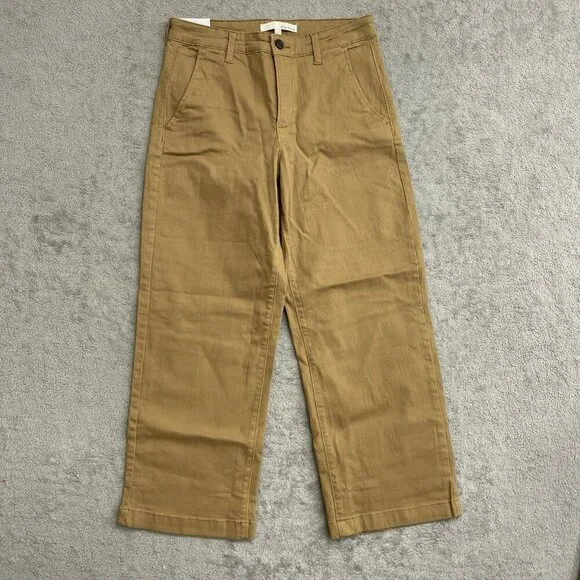 NEW Ella Moss Women's 6 Wide Leg Crop High-Rise Pants Brown Cotton G1471 - Picture 5 of 11